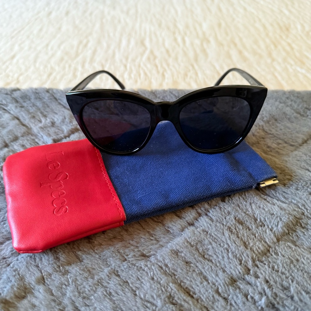 Le Specs Glossy Black Cat-Eye Sunglasses